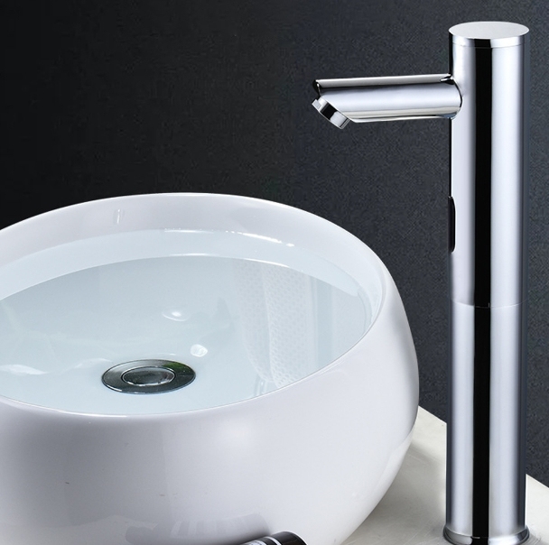 Rubinetto per Lavabo con Sensore a Infrarossi, Rubinetto da Bagno Sensore Automatico Senza Contatto, Rubinetto da Bagno Senza Contatto, Miscelatore Monocomando Nero, NPT1/2