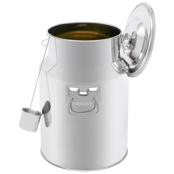 Caraffa Per Latte In Acciaio Inox Ermetica Da 28 Litri - Con Portabicchieri, Per Conservare Vino, Olio, Farina, Alimenti Secchi