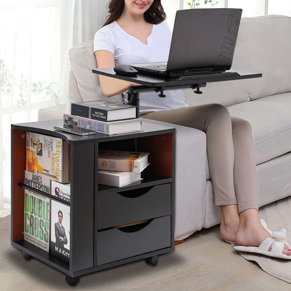 Comodino Moderno Con 2 Cassetti - Già Montato, In Legno E Gambe In Gomma, Perfetto Per Camera E Soggiorno