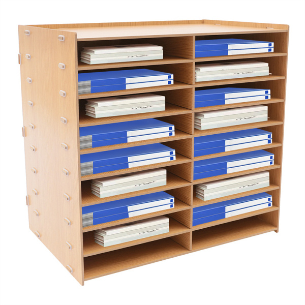 Portadocumenti In Legno A4 – 7 Scomparti, 31x27x38,6 Cm, Organizer Da Scrivania Per Ufficio E Scuola