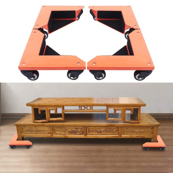 4 x 3 ruote Dolly Roller, Rullo di trasporto per mobili da 650 kg, per il trasporto di tutti gli oggetti ad angolo retto