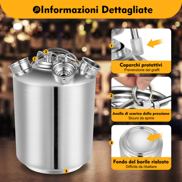 Tanica Per Pulizia Birra In Acciaio Inox - Capacità 10 Litri, Con 3 Tipi Di Valvole - Foto 5