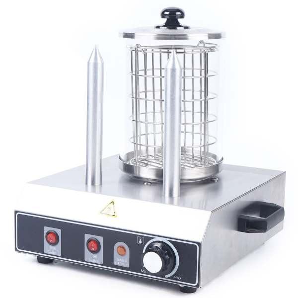 Macchina per Hot Dog professionale con 2 spiedini riscaldanti in acciaio inox per riscaldare e scaldare salsicce