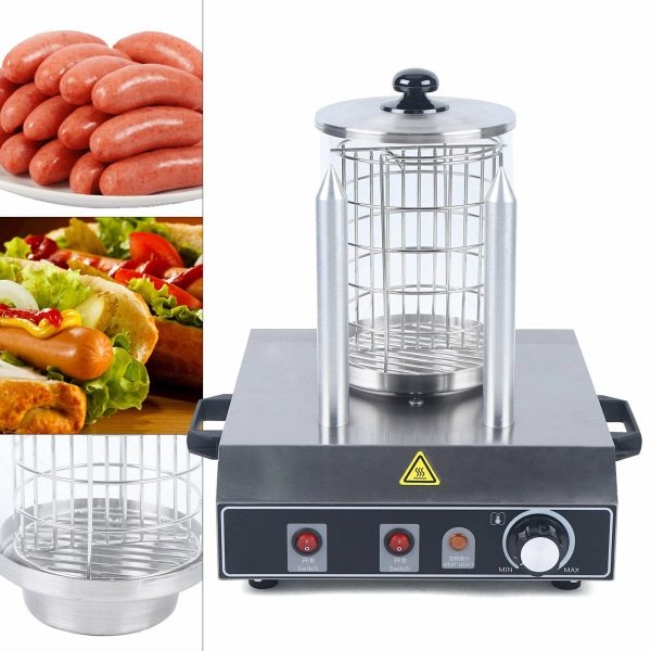 Macchina per Hot Dog professionale con 2 spiedini riscaldanti in acciaio inox per riscaldare e scaldare salsicce