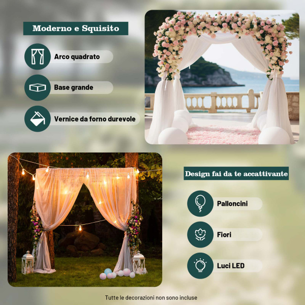 Arco Nuziale Quadrato In Metallo Oro 3x3 M – Altezza Regolabile, Base Grande, Per Matrimoni, Feste, Decorazioni Con Fiori E Palloncini – Fai Da Te, Facile Da Montare