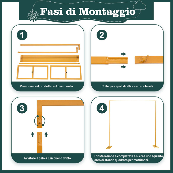 Kit Arco Per Palloncini Regolabile – Altezza Max 9 Piedi (2,74 M), Larghezza 10 Piedi (3,05 M), Con Base E Pali In Fibra Di Vetro - 3