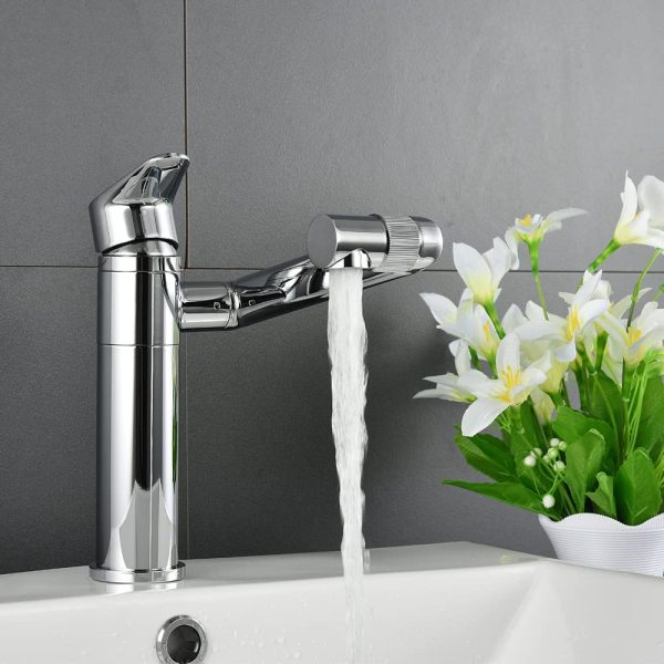 Rubinetto monocomando alto lavabo tondo in acciaio satinato serie