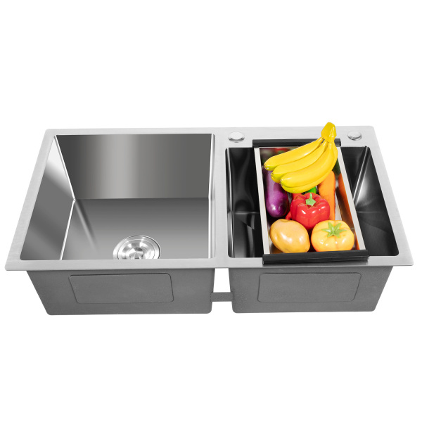 Lavello da Cucina con 2 Vasche Lavello Incasso Lavello in Acciaio Inox Lavello con Scolapiatti