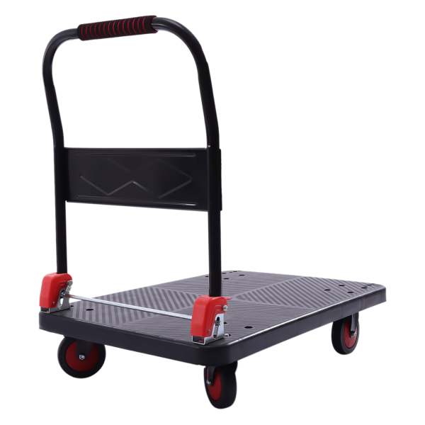 Carrello pieghevole con una sola mano, con 4 ruote girevoli a 340° (con freni),  pieghevole, 400 kg