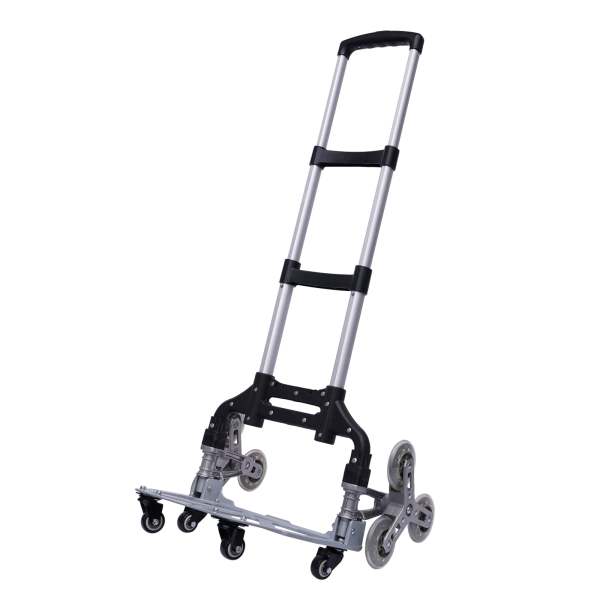 Carrello Pieghevole per Scale con Corda Elastica e 10 Ruote, Carrello per Salire Scale per Case, Negozi, Supermercati, Regolabile in Altezza