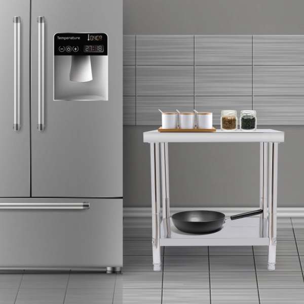 Tavolo Da Lavoro In Acciaio Inox Regolabile - Per Cucina, Bar, Ristorante, 76x60x80 Cm, Portata 400 Kg