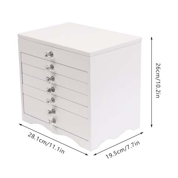 Portagioie Con Scomparto Per Collane E Orologi Portagioie In Legno A 6 Livelli Con 5 Cassetti - Design Retrò, Specchio Interno, 29x20x32 Cm Scatola Gioielli Con Specchio E Velluto