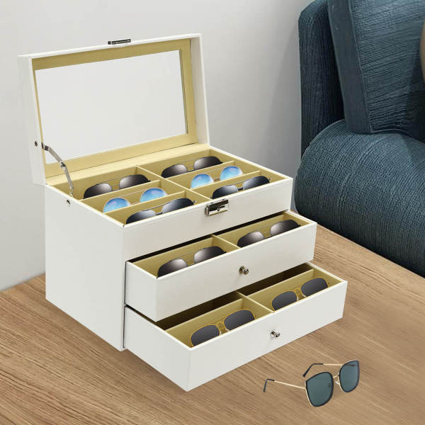 18 slot per occhiali da sole, scatola portaoggetti per occhiali da sole, espositore per occhiali con cassetto 18 slot per occhiali da sole, scatola portaoggetti per occhiali da sole, espositore per occhiali con cassetto