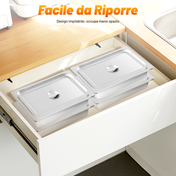 Ziliny Contenitore da banco per servire alimenti e coperchio