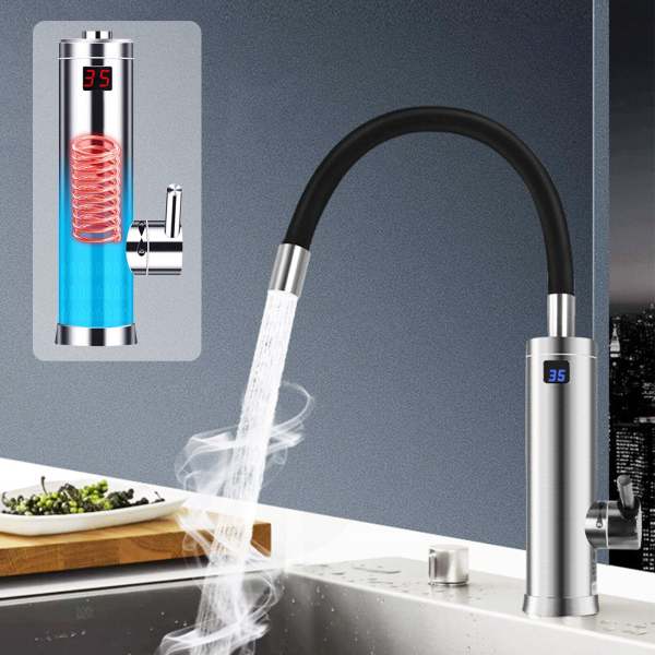 Rubinetto Elettrico Per Cucina 3000W | Con Indicatore Temperatura, Girevole 360°, Smart Heater