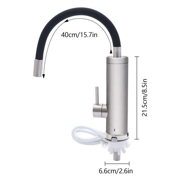 Rubinetto Elettrico Per Cucina 3000W | Con Indicatore Temperatura, Girevole 360°, Smart Heater