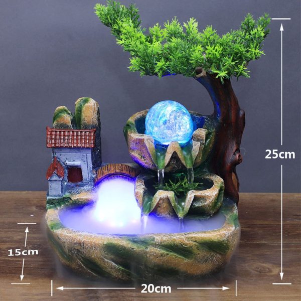 Fontana Da Tavolo In Resina A Cascata – Paesaggio Con Alberi E Rocce, 28x20x15 Cm, Per Interni Relax