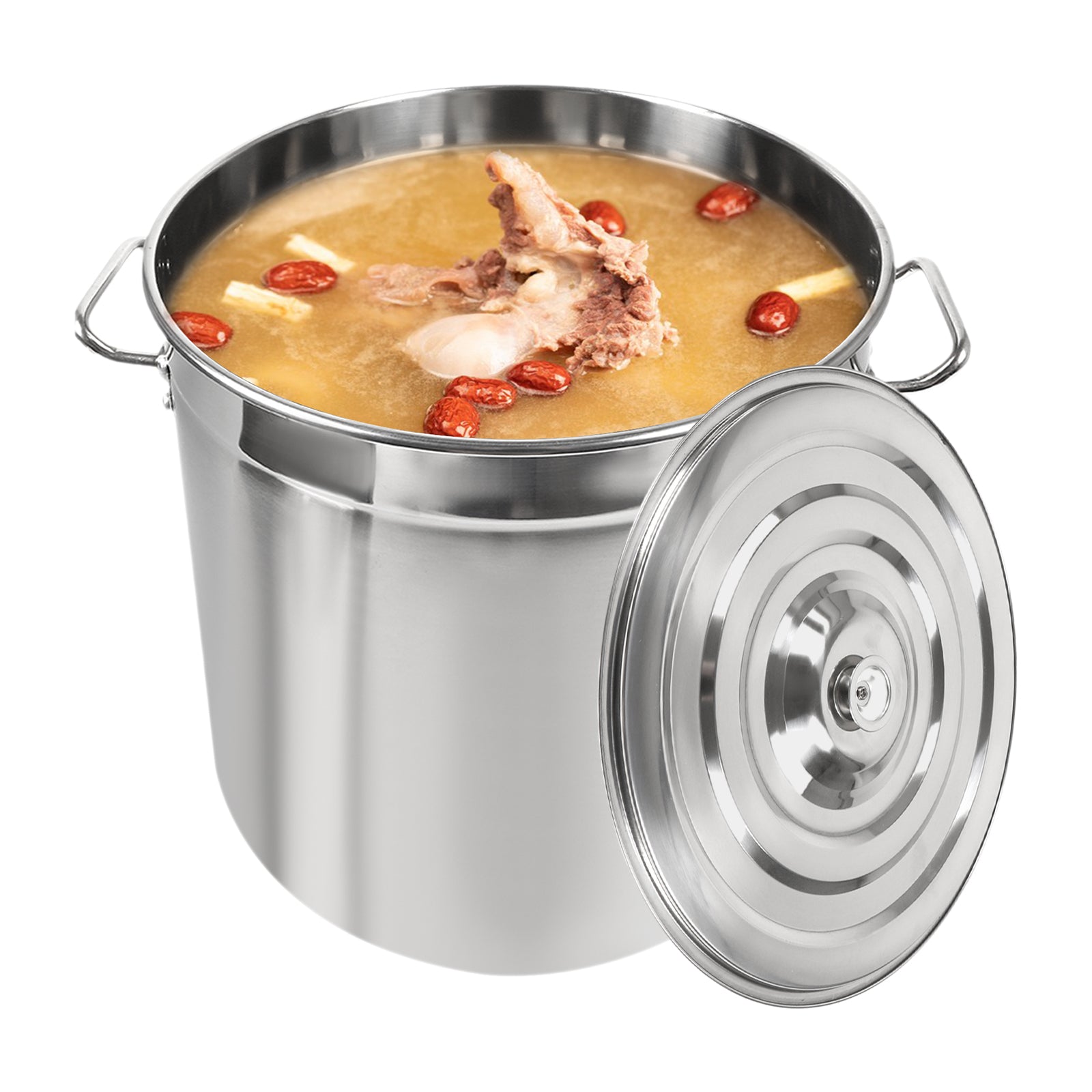 Pentola Grande In Acciaio Inox Con Coperchio BergHOFF DiNa Helix 24 Cm 66 L Argento Lucido