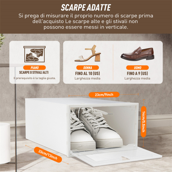 MYHMCT Scatole per scarpe, confezione da 12 contenitori per scarpe, in plastica trasparente, impilabili, da mettere sotto il letto, per ingresso, pavimento dell'armadio Fino a Taglia 46
