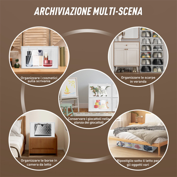 Scatole Scarpe Trasparenti Impilabili SEE SPRING - 12 Pezzi Grandi, Portascarpe Con Coperchio Fino A Taglia 44 - Foto 6