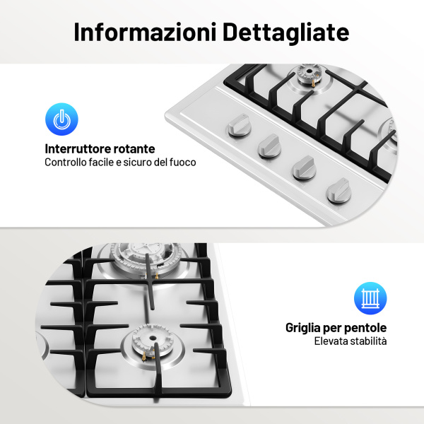 fornello a gas 4 fuochi da appoggio CFPARKER - Elettrodomestici In