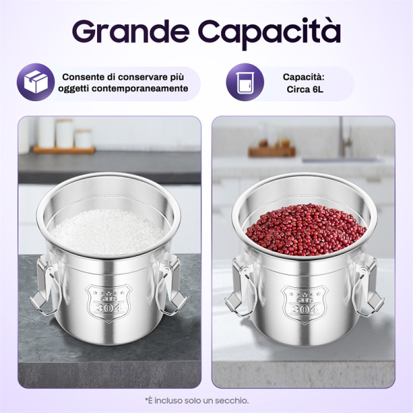 Contenitore ingredienti VERTES 6 x 1/6 GN acciaio inox, 100 mm, igienico, resistente, -40°/+300 °C, per bagnomaria e uso gastronomico