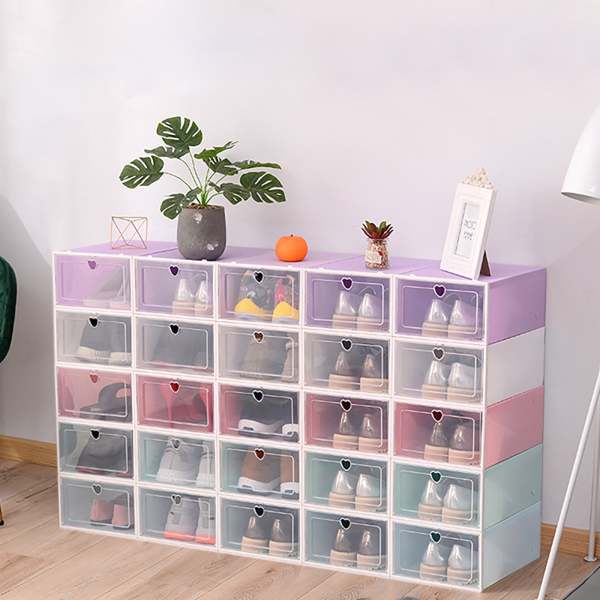 20 Scatole per Scarpe in Plastica Impilabili Trasparenti Scatole Portaoggetti Colore Verde