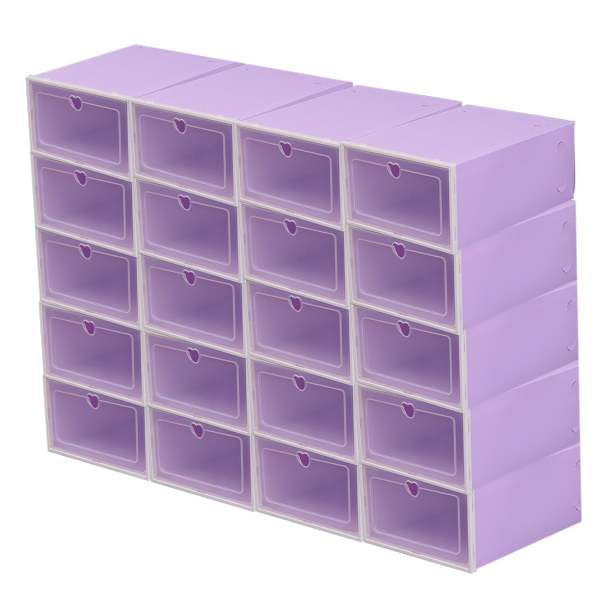 20 PZ Scatole per Scarpe in Plastica Impilabili Trasparenti Scatole Portaoggetti Colore Viola