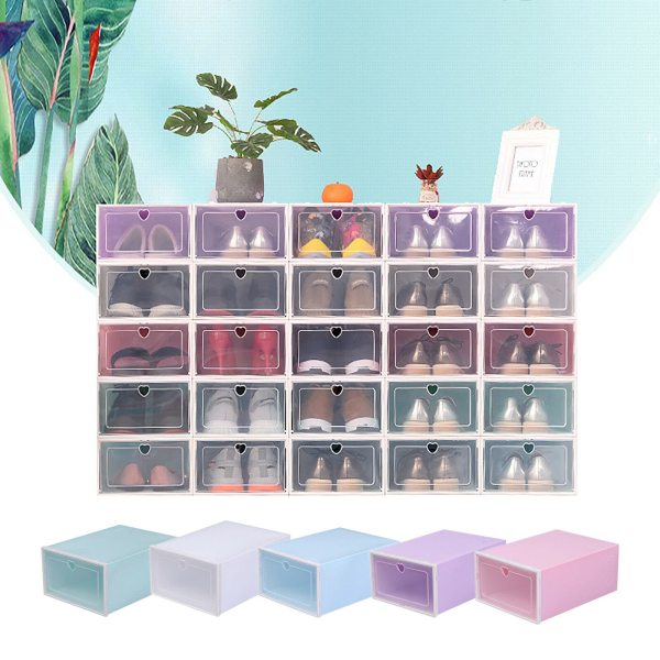 20 Scatole per Scarpe in Plastica Impilabili Trasparenti Scatole Portaoggetti Colore Blu