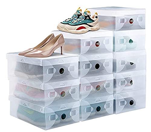 20 scatole di scarpe organizer per scarpe impilabili, 28x18x10 cm, scatola di plastica trasparente