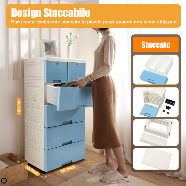 Armadietto Portaoggetti In Rattan Da 110 Cm Con 6 Cassetti, Per Camera Da Letto Soggiorno Nero 85333445