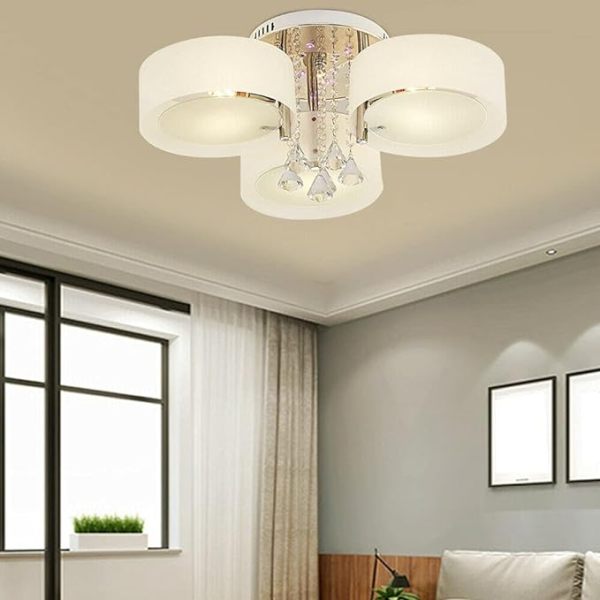 Depuley Lampadario A Soffitto In Cristallo K9 Design Moderno - Diamante Argentato, 3 Luci G9, Per Soggiorno, Camera E Cucina - 4
