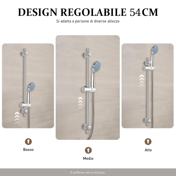 Supporto Soffione Doccia Regolabile 360° | In Acciaio Argento | Con Cacciavite E Viti - Foto 7