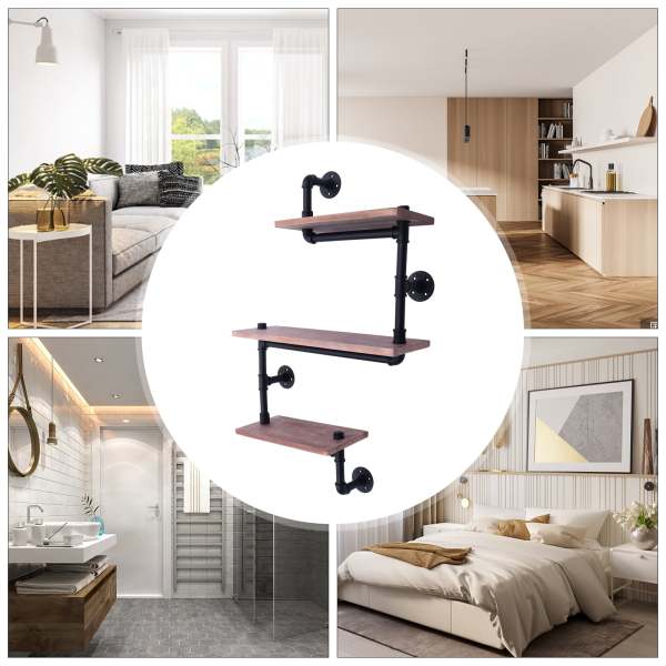 Set 3 Mensole Galleggianti In Legno - 40x12cm, Per Soggiorno, Camera, Studio - Foto 4