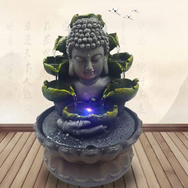 Fontana Da Tavolo A Cascata In Resina – Decorazione Zen Per Interni, Rilassante E Senza Atomizzatore, 21x13x25 Cm