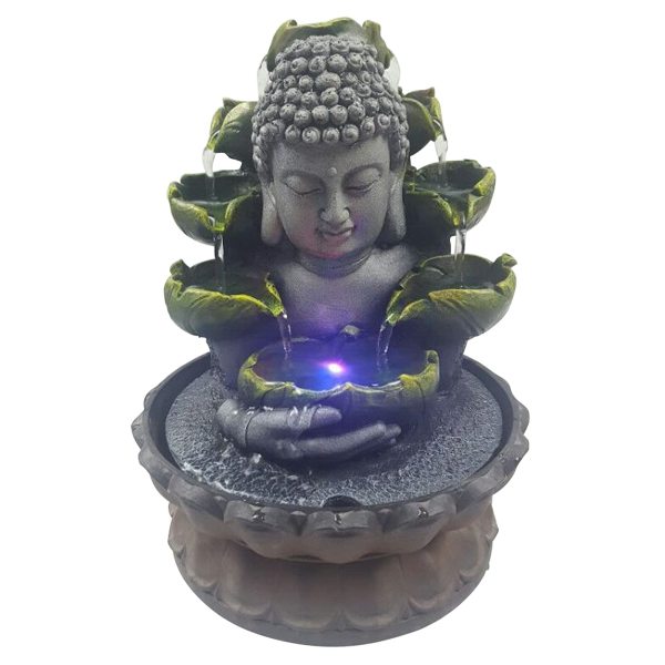 Fontana Da Tavolo Buddha SURPRIZON - Con Luce LED E Flusso D'Acqua Circolare, Per Meditazione E Decorazione - Foto 4