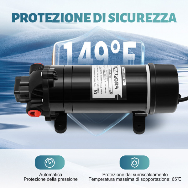 Pompa A Membrana Autoadescante 24V - Portata Elevata Con Pressostato - Per Uso Industriale RL 2402 - Foto 4
