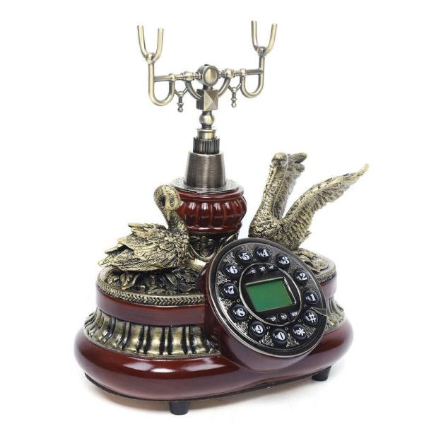 Telefono Fisso Vintage in Legno Stile Retrò, Montabile a Parete, con Campanello Meccanico e Quadrante Rotante, Decorazione Antica per Casa  7