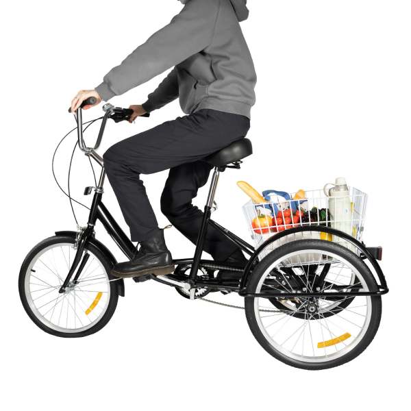 Triciclo con Cestino per Adulti, 20 Pollici, Bicicletta