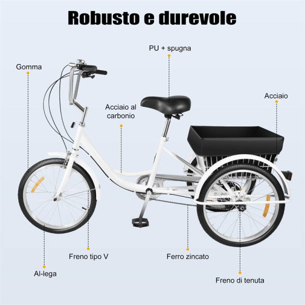 CNCEST 20 pollici ruote velocità per adulti triciclo cestino