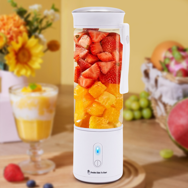 Frullatore portatile da 450 ml, motore da 7,4 V, mini frullatore ricaricabile via USB, frullatore portatile con sei lame