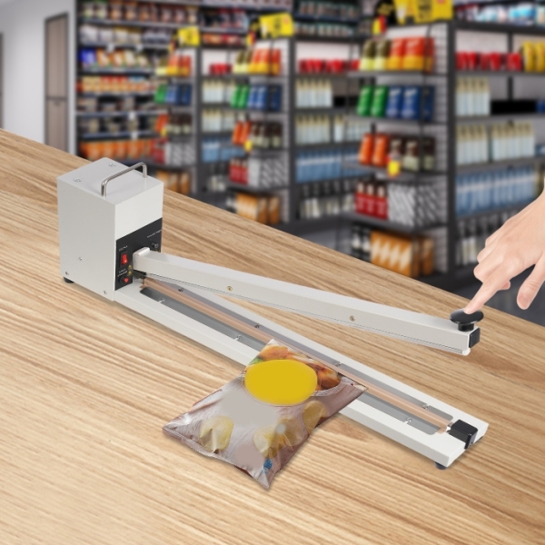 Sigillatrice manuale a impulsi da 800 W da 23,6 pollici, per sacchetti di plastica, fogli di alluminio, sacchetti di carta kraft