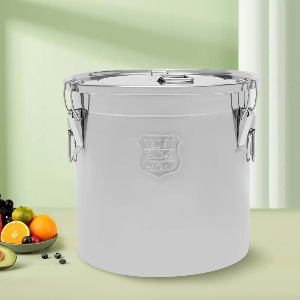 Contenitore Ermetico In Acciaio Inox 304 Per Alimenti – 21 L O 33 L, Con Coperchio A Chiusura E Maniglie Laterali, Ideale Per Cereali E Farina