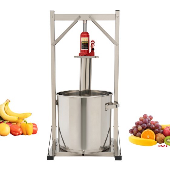 Spremiagrumi per vino alla frutta, in acciaio inox con idraulico, per sidro, vino d'uva,  Potenza di pressatura circa 200 – 250 kg/h