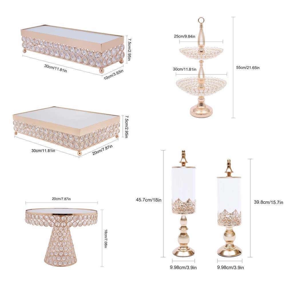 Supporto per torte in alluminio goffrato a 2 livelli, supporto decorativo per
