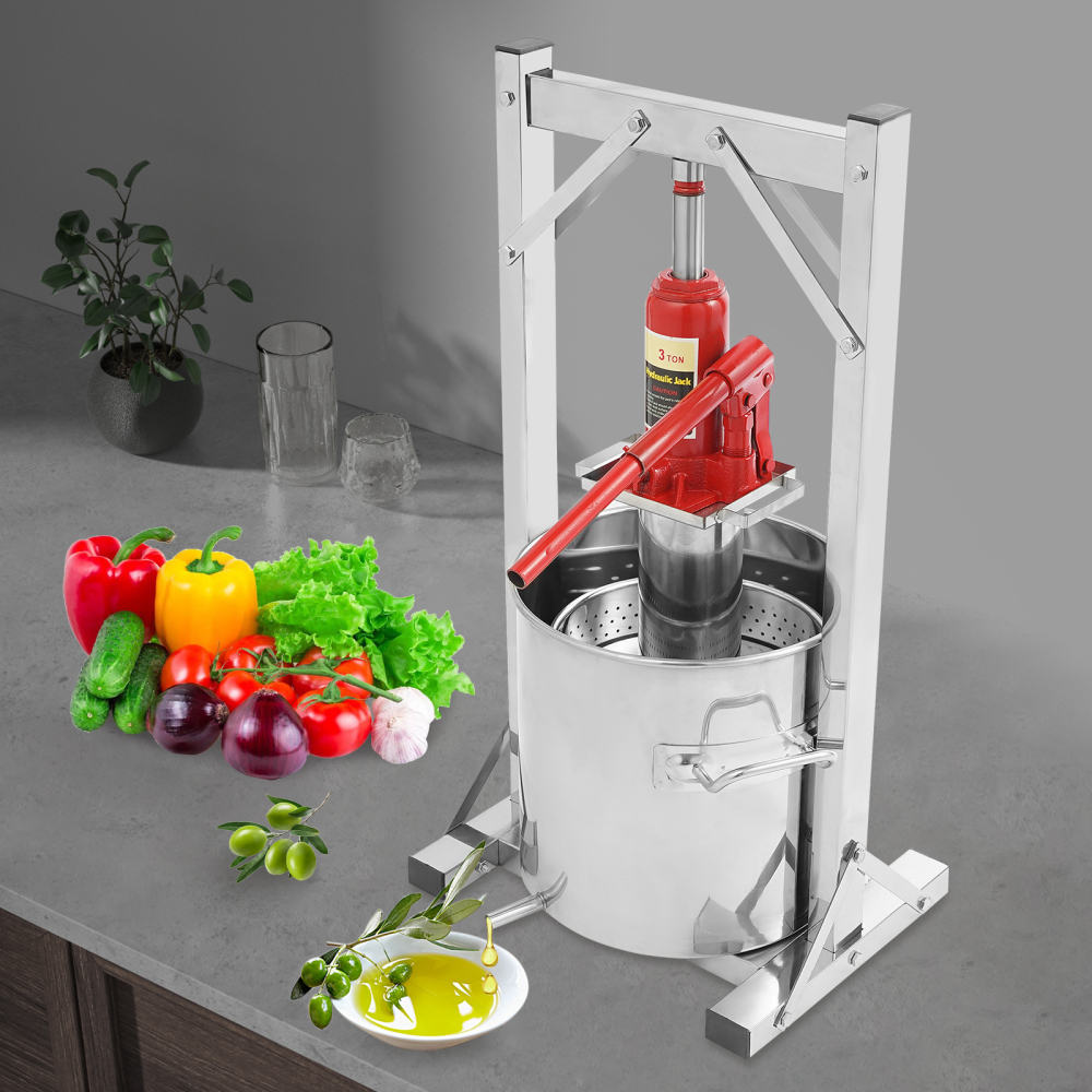 Pressa Per Frutta In Acciaio Inox 3 Litri - Per Uva, Frutta, Verdura, Formaggio E Carne, Manuale, Multiuso