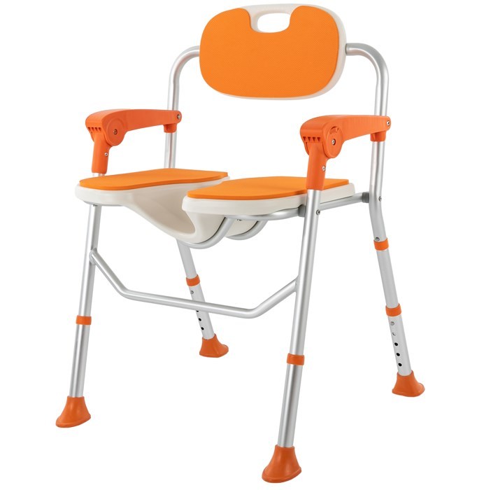 Sedia da doccia, regolabile in altezza, con schienale, braccioli