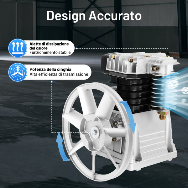 Pompa Compressore Aria VEVOR 3KW - Doppio Cilindro, 375L/min, 11 Bar, Per Officina E Industria - Foto 7