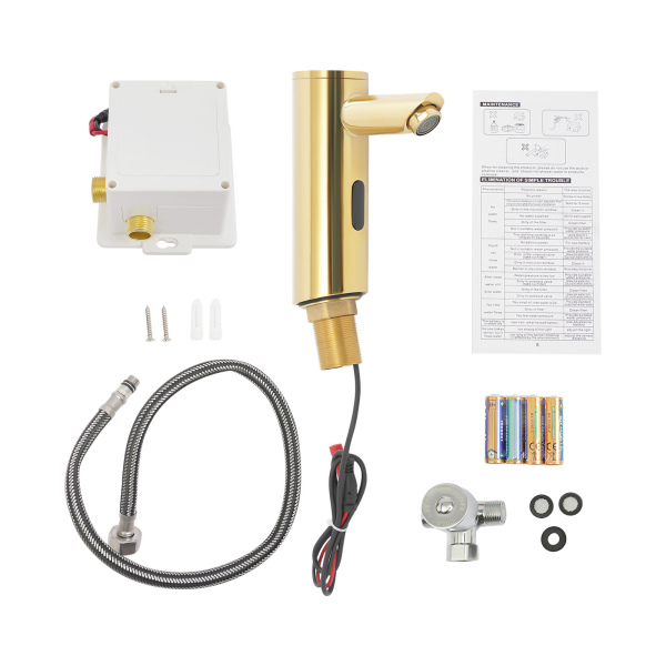 Rubinetto automatico dorato, rubinetto con sensore dorato, rubinetto per lavabo touchless - Caldo e freddo - DC - Standard
