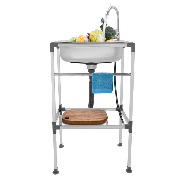Lavello da cucina, Lavello da cucina in acciaio inox, Capacità di carico: circa 60 kg, 48*35*83 cm, Argento Lavello da cucina, Lavello da cucina in acciaio inox, Capacità di carico: circa 60 kg, 48*35*83 cm, Argento